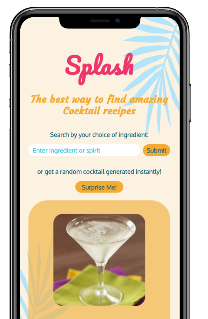 a preview of the splash website on a mobile phone